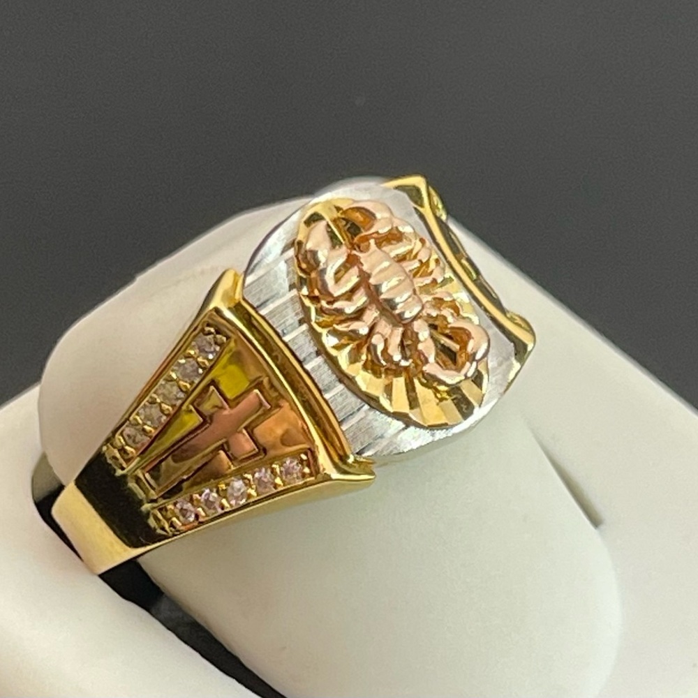 Solid 925 Silver Scorpion Cross Ring With 18k Ove… - image 2